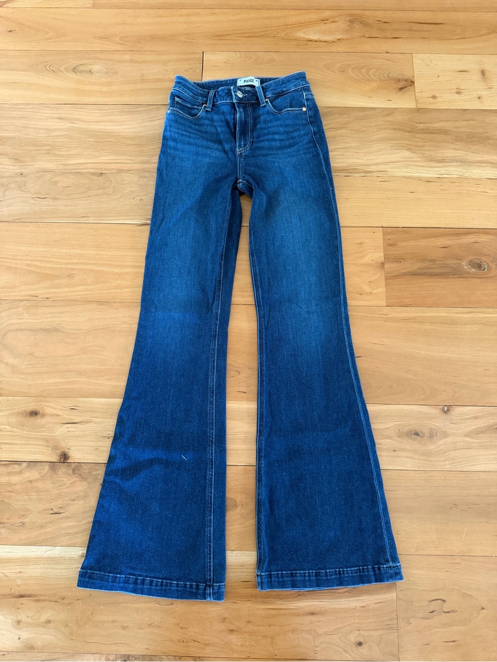 PAIGE Womens Genevieve Flares Dark Wash Blue Denim Jeans Stretch modern High